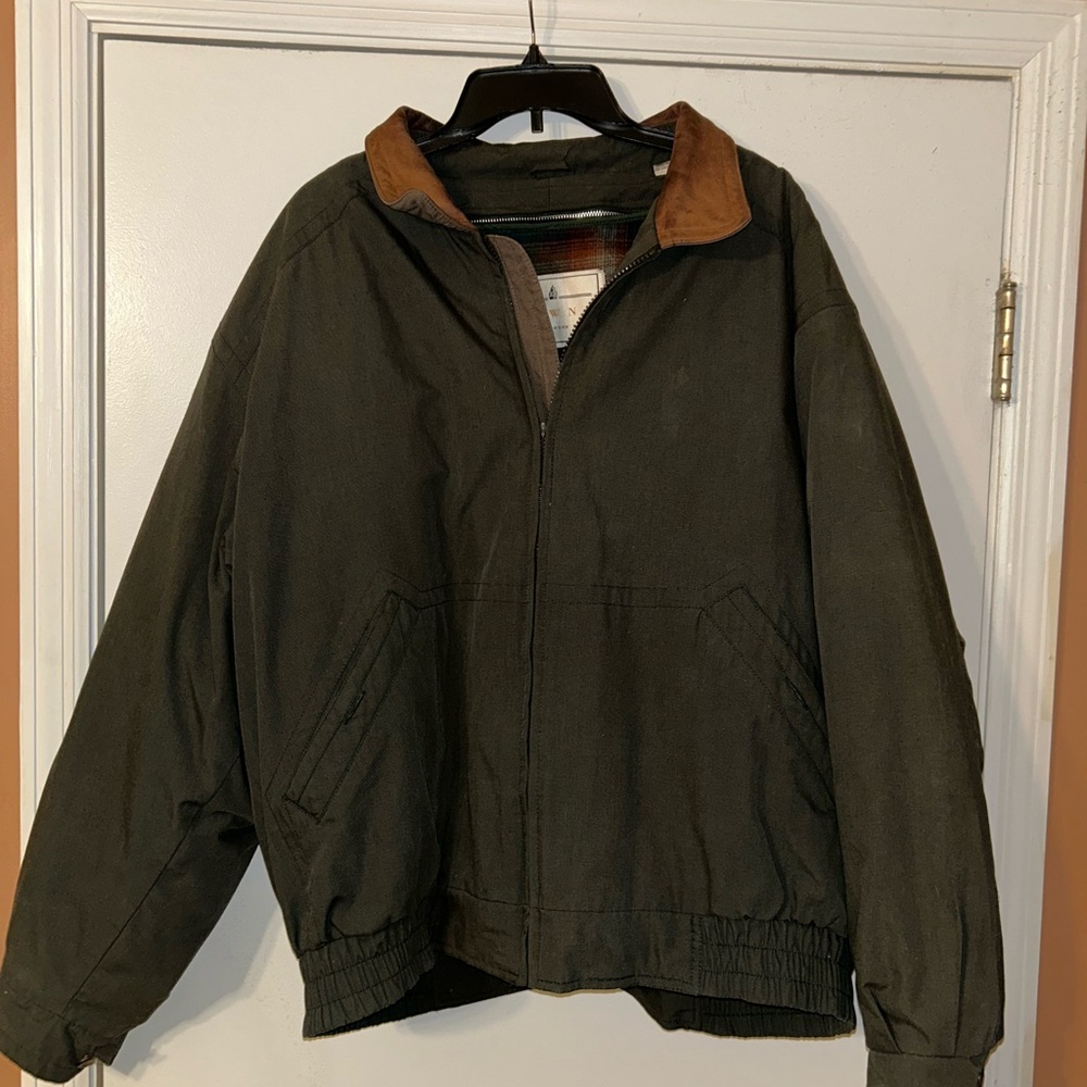 Men's Towne by London Fog Green Bomber Jacket with Flannel Liner
